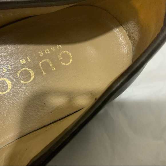 Authentic Gucci Web Gold Horsebit Brown Leather Mens Loafer size 7.5 D - Picture 10 of 16